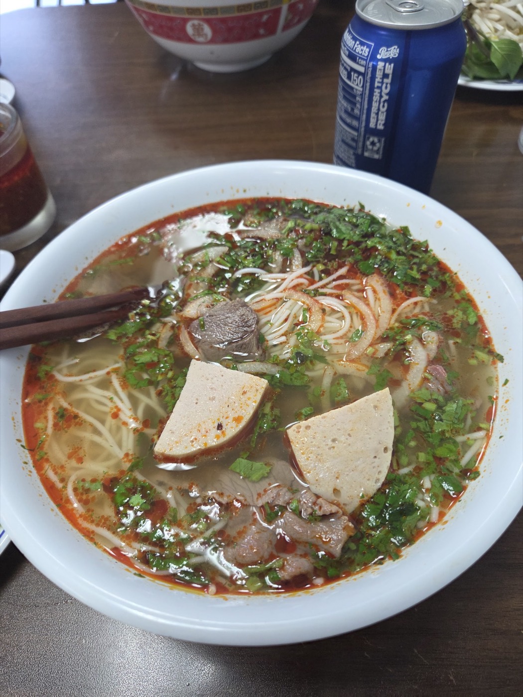 Bun bo hue spicy beef noodle soup
